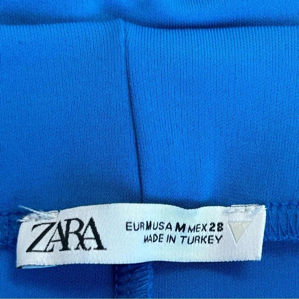 Zara blue stretchy high waisted flare pull on pants Sz M NWT - Picture 6 of 14